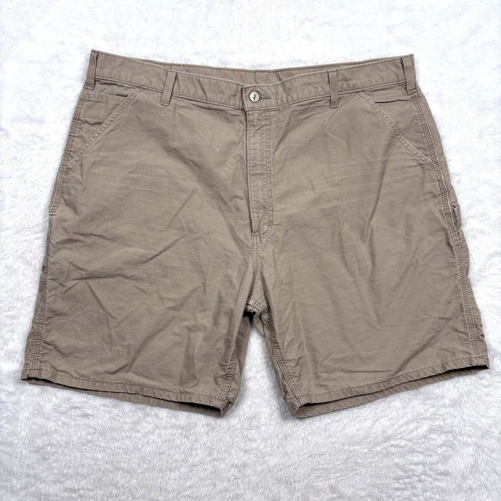 Carhartt Carpenter Shorts Men 42 Relaxed Tan Canvas B144 Workwear Utility Loop - Picture 2 of 12